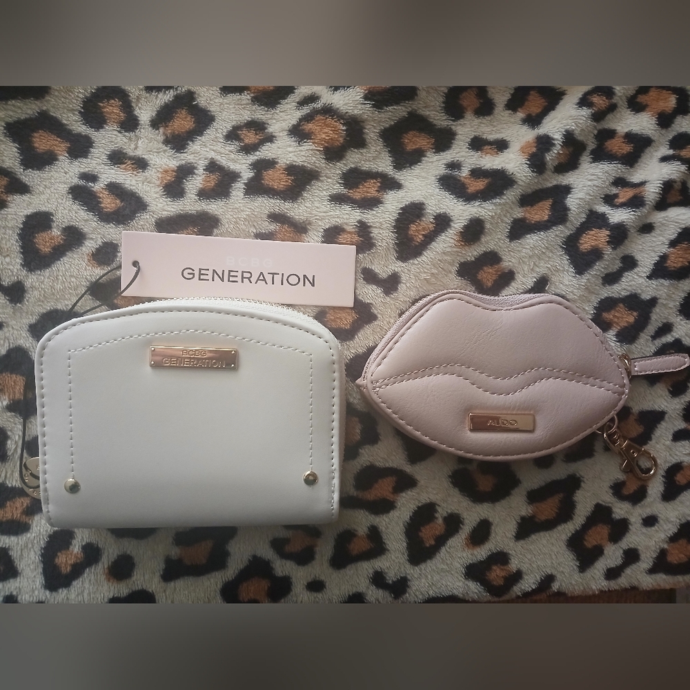 NWT Lot Of 2 Wallets Cream Gold BCBG & Blush Pink Gold Lips ALDO